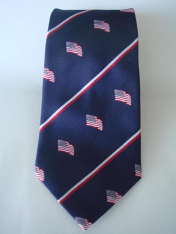 Flags on Striped Navy Tie